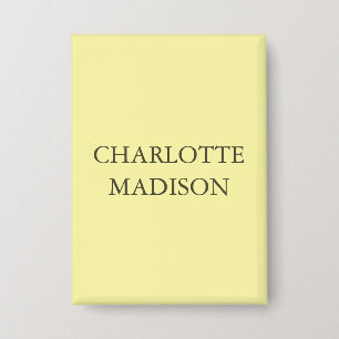 Modern Simple Cream Trendy Minimalist Plain Name Button