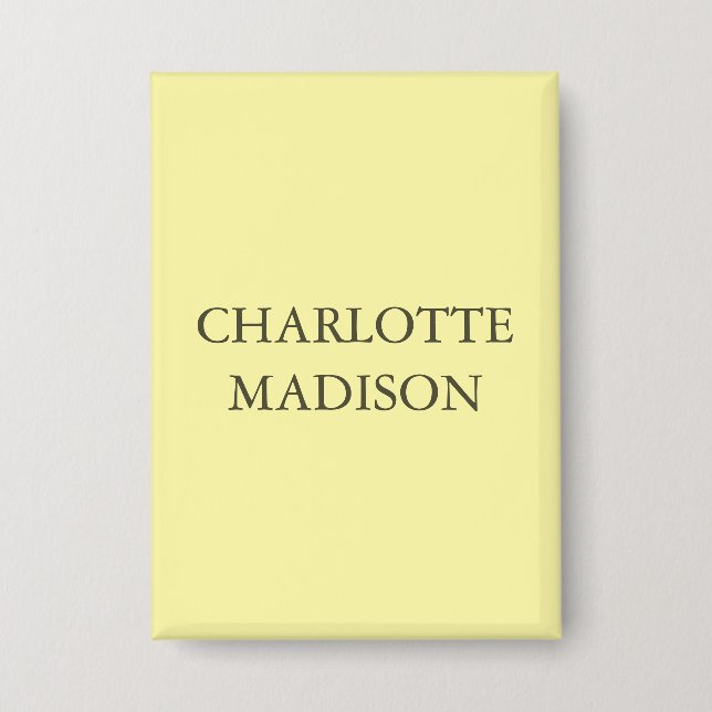 Modern Simple Cream Trendy Minimalist Plain Name Button (Front)