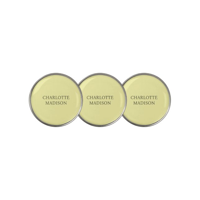 Modern Simple Cream Trendy Minimalist Plain Name Golf Ball Marker (3 Up)