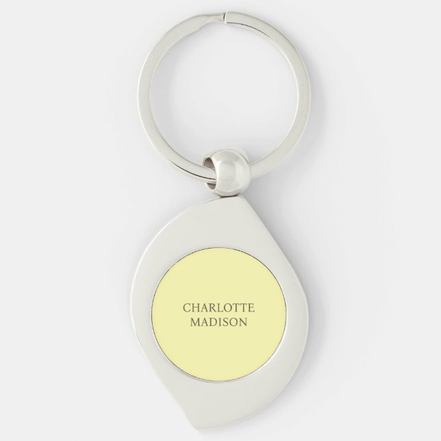 Modern Simple Cream Trendy Minimalist Plain Name Keychain (Front)