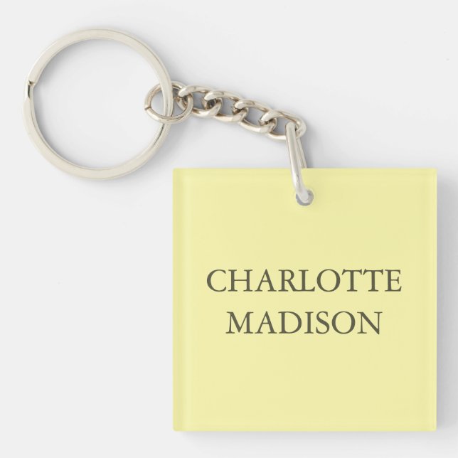 Modern Simple Cream Trendy Minimalist Plain Name Keychain (Front)