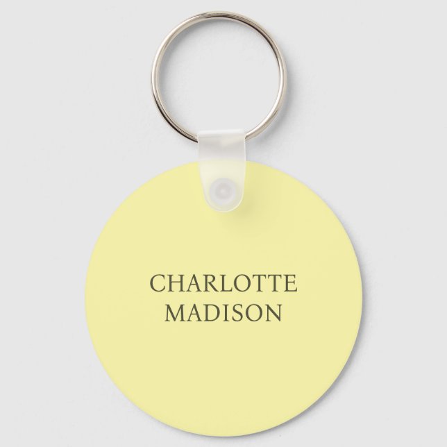 Modern Simple Cream Trendy Minimalist Plain Name Keychain (Front)
