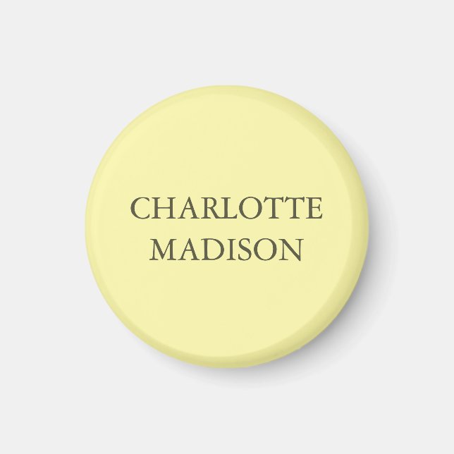 Modern Simple Cream Trendy Minimalist Plain Name Magnet (Front)
