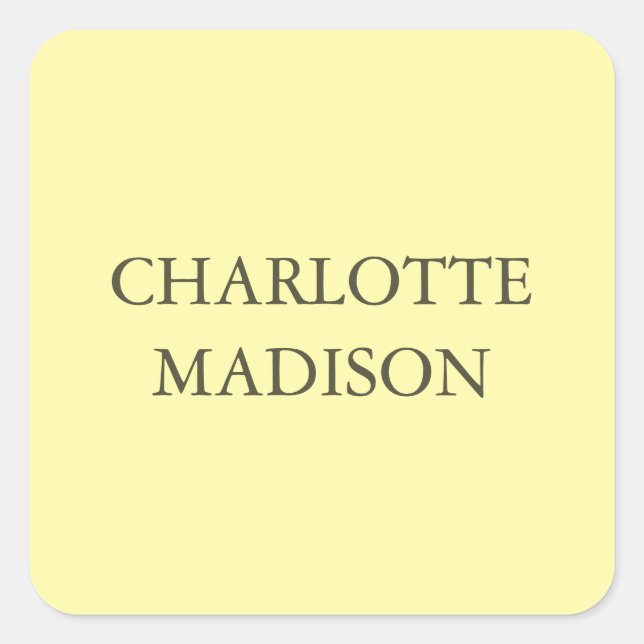 Modern Simple Cream Trendy Minimalist Plain Name Square Sticker (Front)
