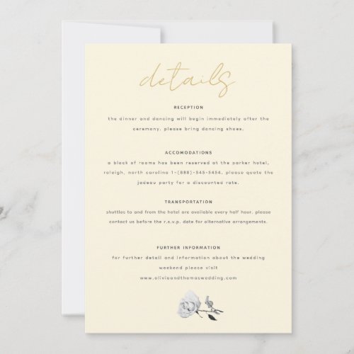 Modern Simple Cream Wedding Details Enclosure Card