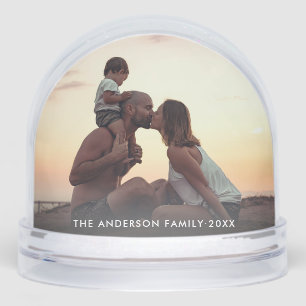 Modern Simple Create Your Own 2 Photo Keepsake Snow Globe