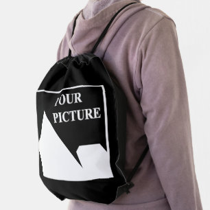 Modern Simple Create Your Own Wedding Picture Drawstring Bag