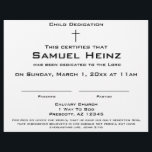 Modern Simple Cross2 Baby Dedication Certificate Letterhead<br><div class="desc">Modern minimalist black-and-white baby dedication certificates featuring a simple black cross (centered) with your son/daughter's name—accompanied by your ceremony details.</div>