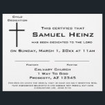 Modern Simple Cross Baby Dedication Certificate Letterhead<br><div class="desc">Modern minimalist black-and-white baby dedication certificates featuring a simple black cross with your son/daughter's name—accompanied by your ceremony details.</div>