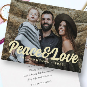 Modern Simple Cursive Script Greeting Family Photo Holiday Card