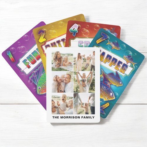 Modern Simple Custom 6 Photo Collage Go Fish Cards