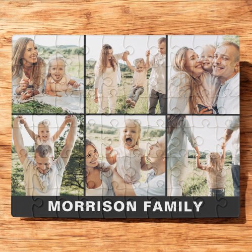 Modern Simple Custom 6 Photo Collage Jigsaw Puzzle