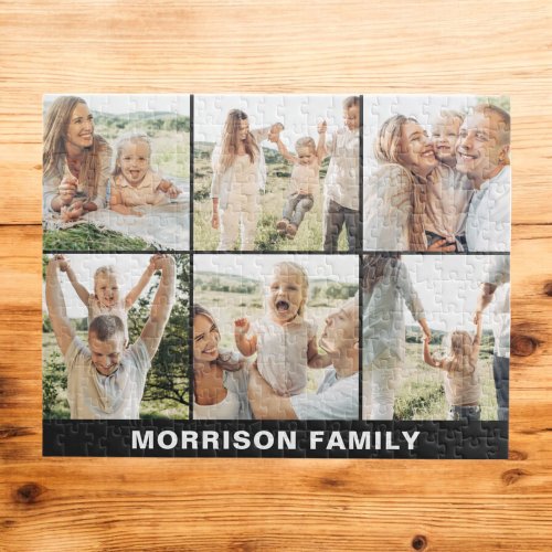 Modern Simple Custom 6 Photo Collage Jigsaw Puzzle