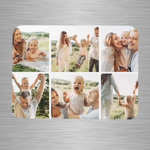 Modern Simple Custom 6 Photo Collage Magnet