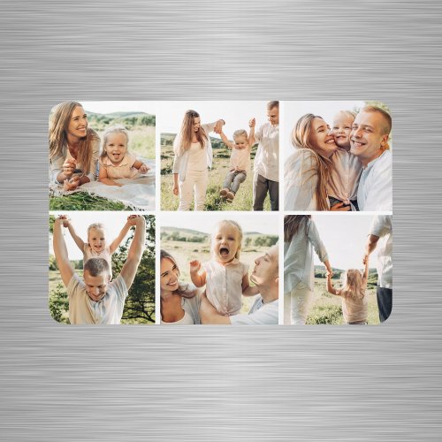 Modern Simple Custom 6 Photo Collage Magnet