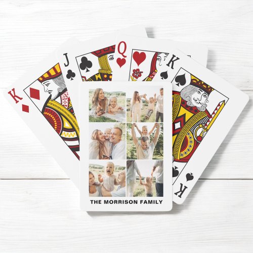 Modern Simple Custom 6 Photo Collage Pinochle Cards
