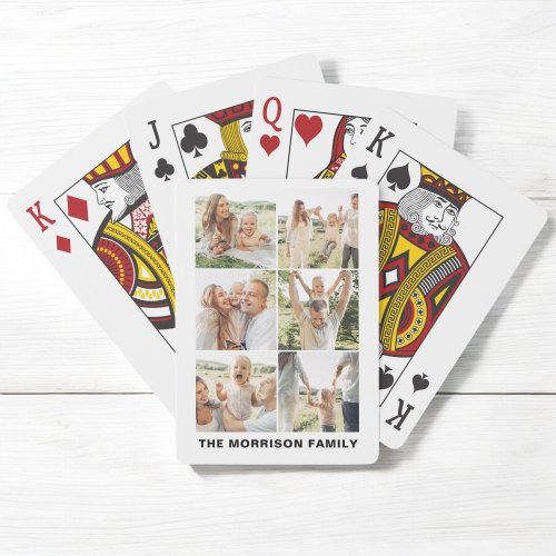 Modern Simple Custom 6 Photo Collage Poker Cards