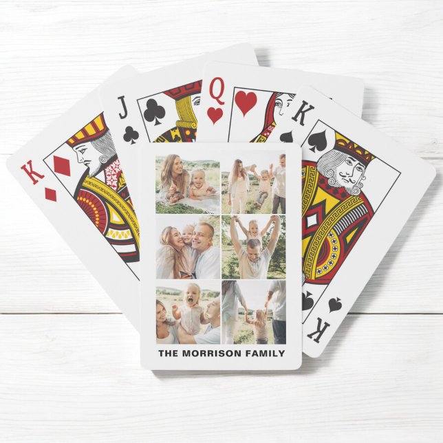 Modern Simple Custom 6 Photo Collage Poker Cards (Creator Uploaded)