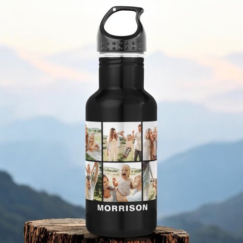 Modern Simple Custom 6 Photo Collage Stainless Steel Water Bottle