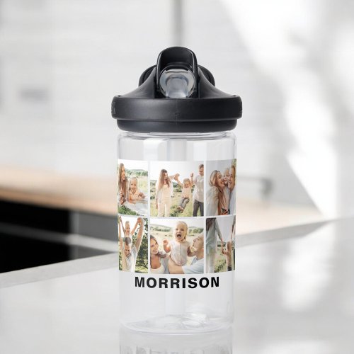 Modern Simple Custom 6 Photo Collage Water Bottle