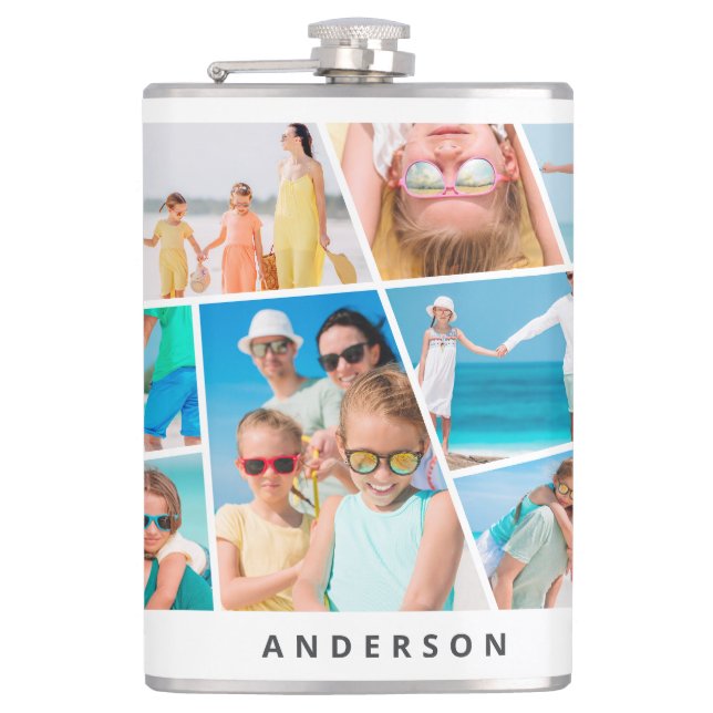  Modern Simple Custom 9 Images Collage Photos Flask (Front)