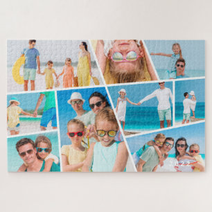 Modern Simple Custom 9 Images Collage Photos Jigsaw Puzzle