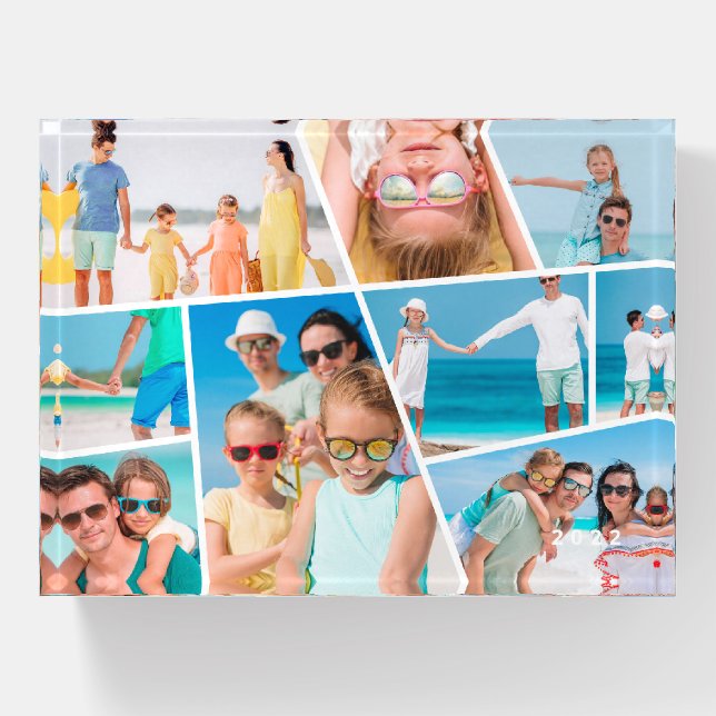  Modern Simple Custom 9 Images Collage Photos Paperweight (Front)