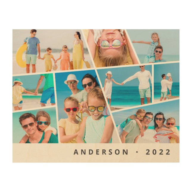  Modern Simple Custom 9 Images Collage Photos Wood Wall Art (Front)