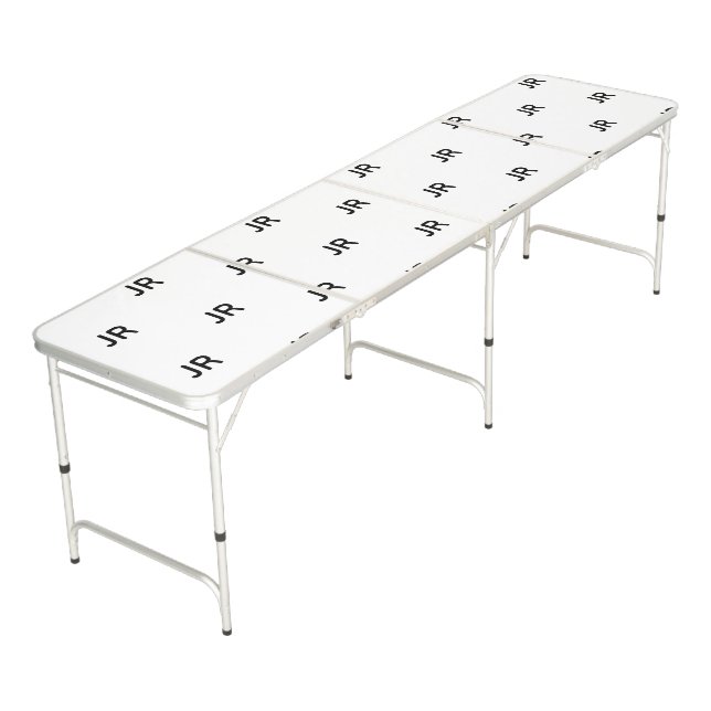 Modern Simple Custom Black Monogram Top Beer Pong Table (Angled)