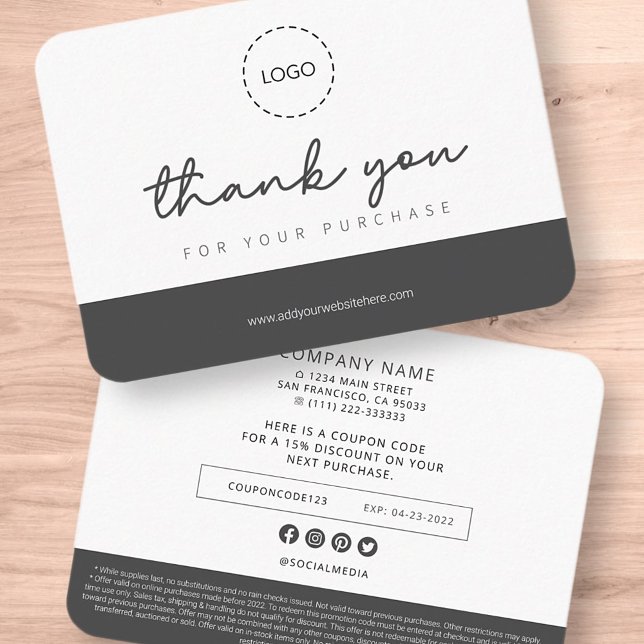 Modern Simple Custom Business Logo Coupon Promo Calling Card (Creator Uploaded)