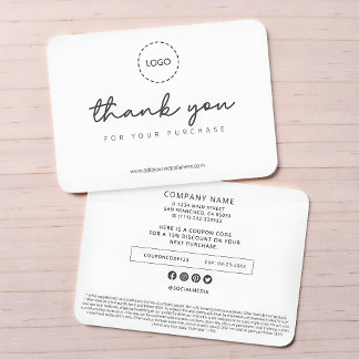 Modern Simple Custom Business Logo Coupon Promo Note Card