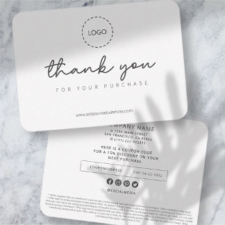 Modern Simple Custom Business Logo Coupon Promo Note Card