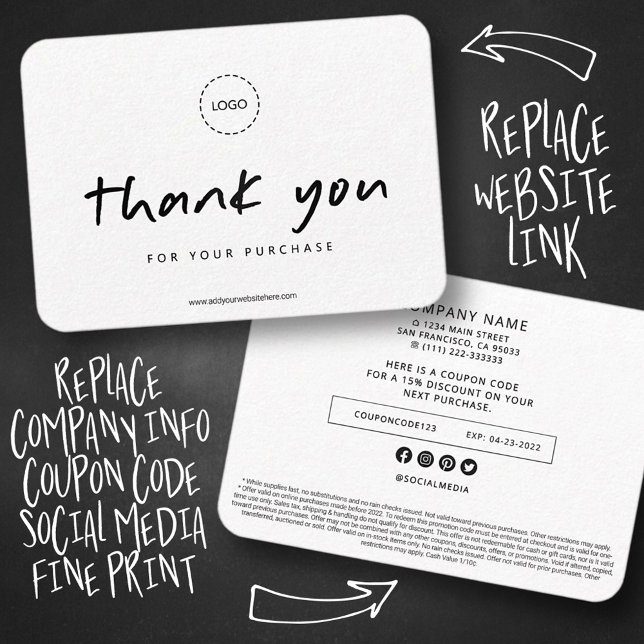 Modern Simple Custom Business Logo Promo Coupon Calling Card (Creator Uploaded)