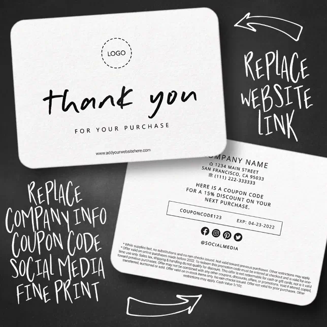 Modern Simple Custom Business Logo Promo Coupon Calling Card | Zazzle
