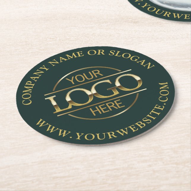 Modern Simple Custom Company Business Logo Branded Round Paper Coaster (Angled)