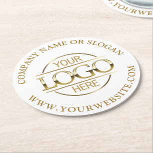 Modern Simple Custom Company Business Logo Branded Round Paper Coaster