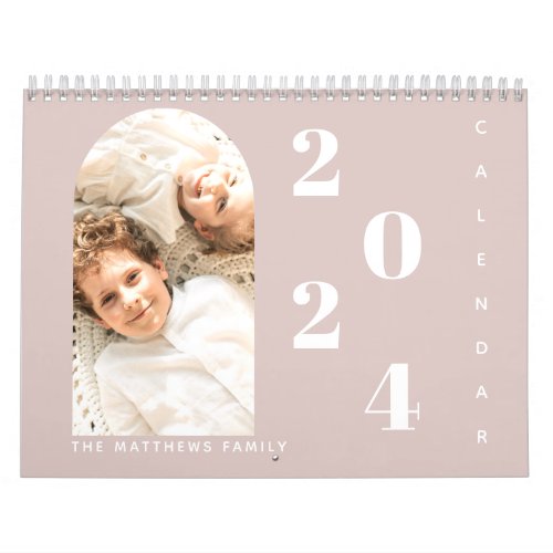 Modern Simple Custom Family Photo 2024 Planner Calendar