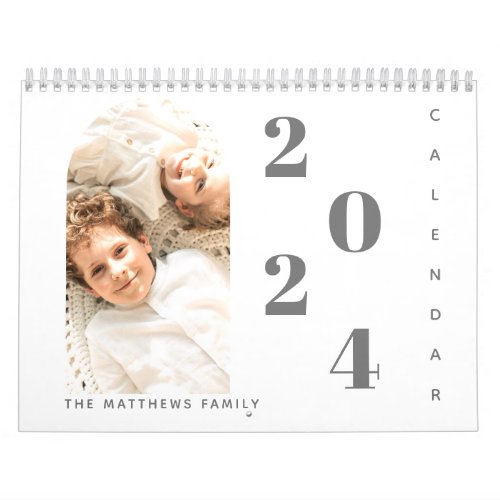 Modern Simple Custom Family Photo 2024 Planner Calendar