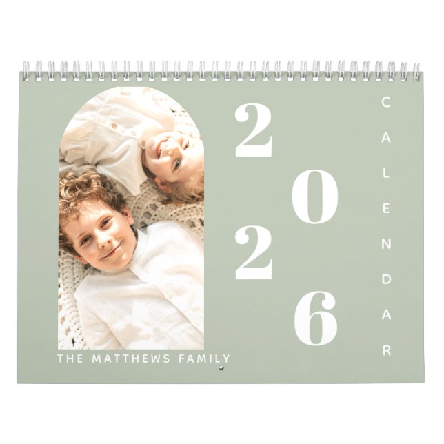 Modern Simple Custom Family Photo 2026 Planner  Calendar (Cover)