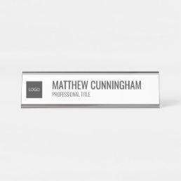 Modern Simple Custom Logo Employee Name Job Title Desk Name Plate