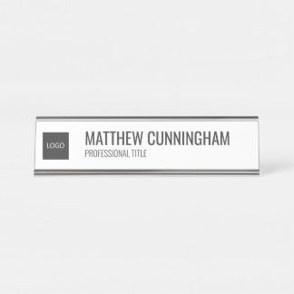 Modern Simple Custom Logo Employee Name Job Title Desk Name Plate