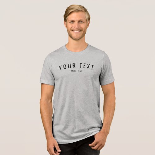 Modern Simple Custom Mens Athletic Grey Triblend Tri_Blend Shirt