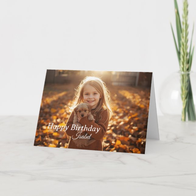 Modern Simple Custom Photo Birthday Card (Front)