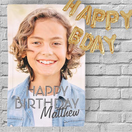 Modern Simple Custom Photo Birthday Greeting Banner