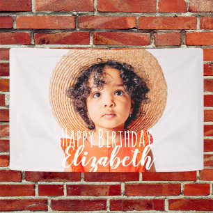 Modern Simple Custom Photo Birthday Greeting Banner