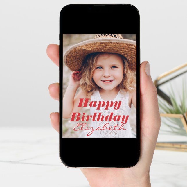 Modern Simple Custom Photo Birthday Greeting Card (Front Digital)