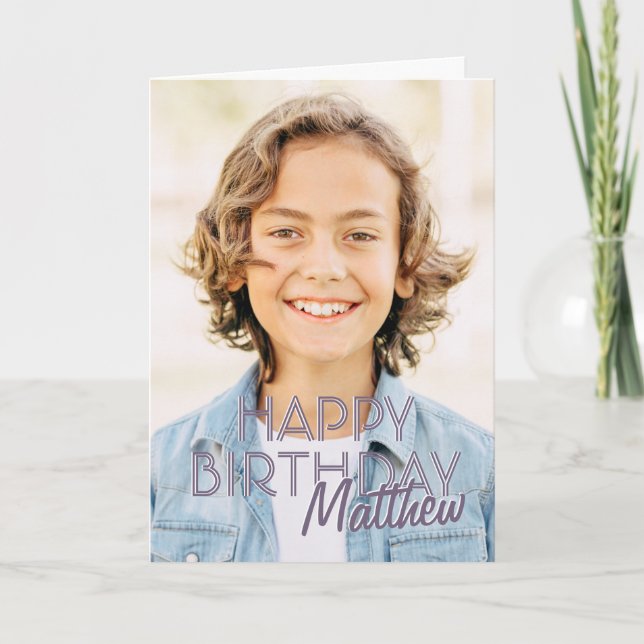 Modern Simple Custom Photo Birthday Greeting Card (Front)