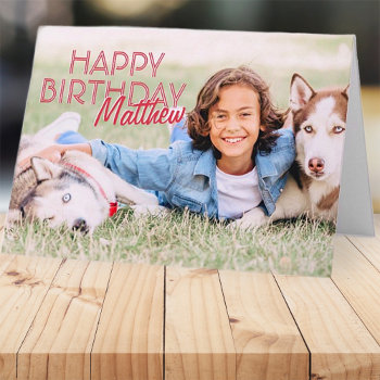 Modern Simple Custom Photo Birthday Greeting Card by SelectPartySupplies at Zazzle
