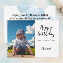 Modern Simple Custom Photo Birthday Greeting Card