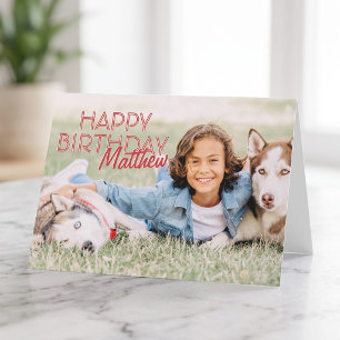 Modern Simple Custom Photo Birthday Greeting Card